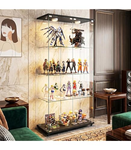 Amazon.co.jp: コレクションケース 4段棚 ガラス扉 7色LEDライト 人感